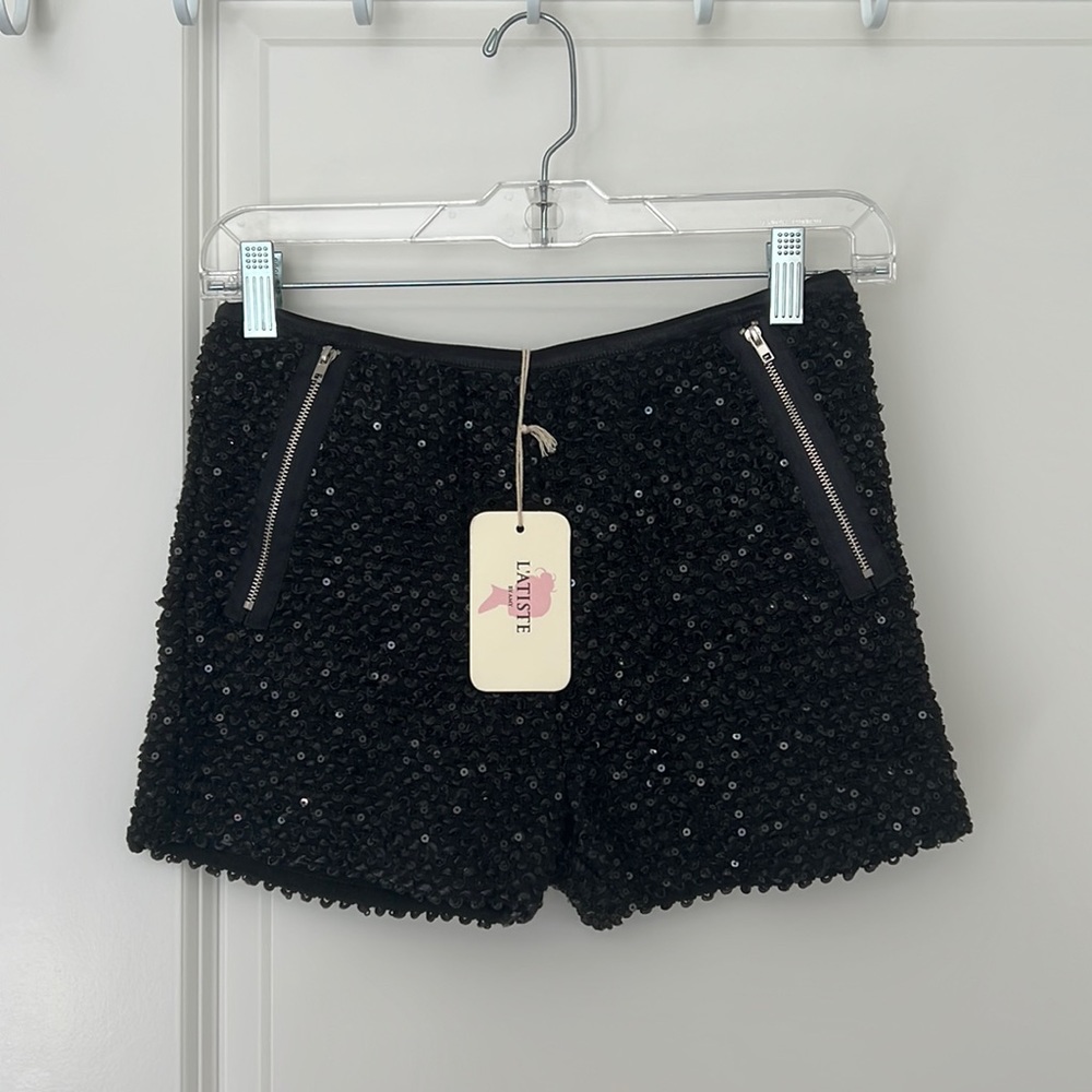 Black Sequin Shorts